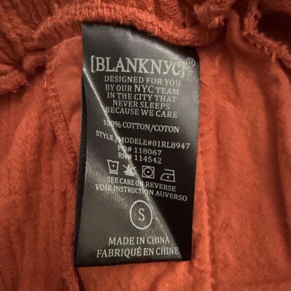 Blank NYC Small Shorts Sunset Escape Short Crinkle Cotton Amber Orange NWT - Picture 6 of 7